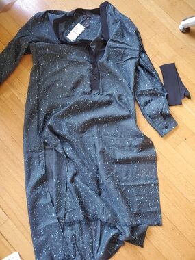(nwt) Proenza Schouler Gauze Thin Cotton Caftan Slate Speckle with belt